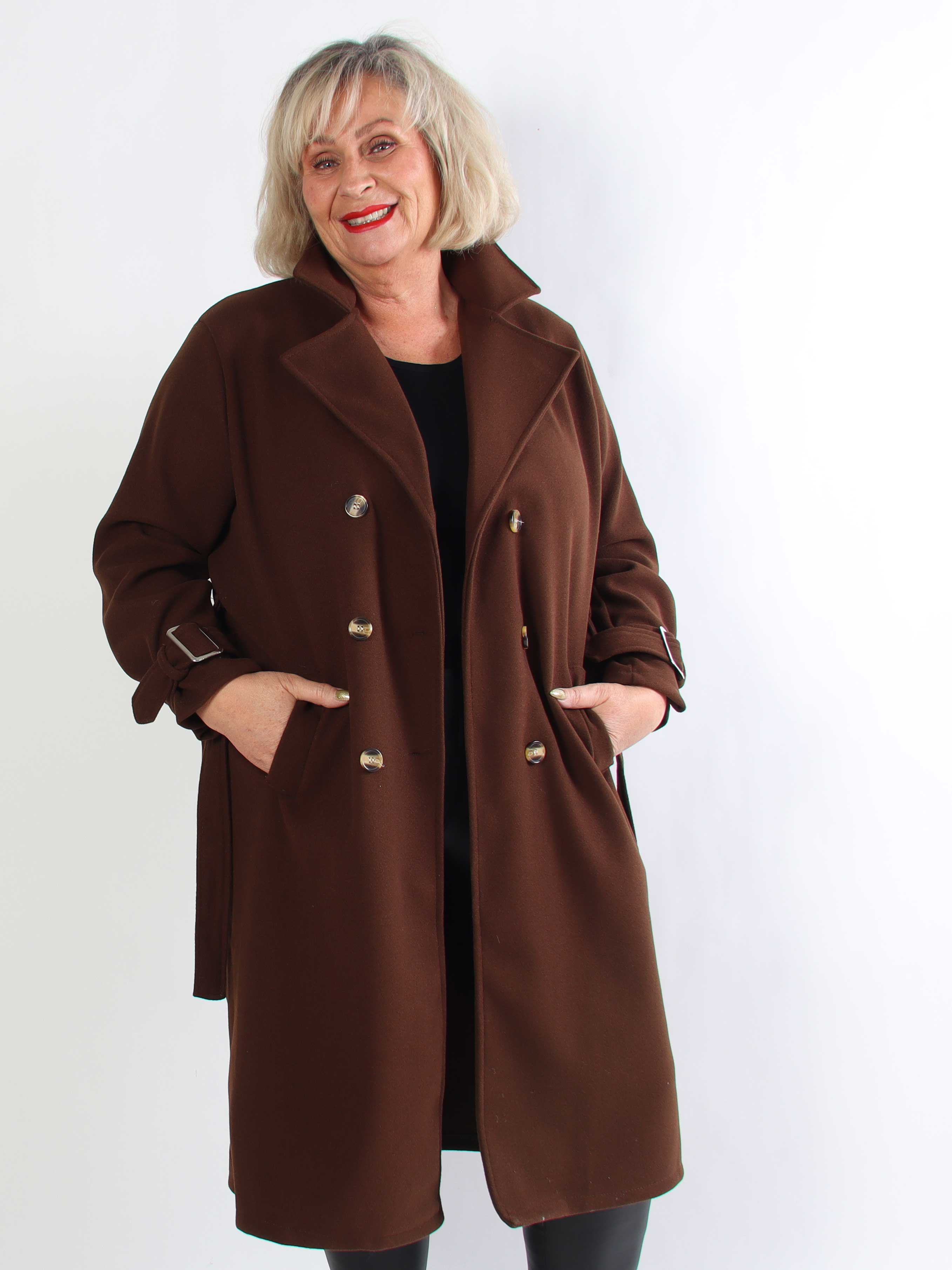 Sharpay Coat - Plus size trenchcoat med knytband